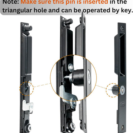 Sliding Glass Door Set, 6-5/8", Black - Patio Door Handle Replacement Thick Used on Both Left and Right-Handed. (Keyed)