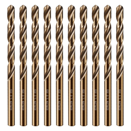 1/4" Cobalt Drill Bit(10Pcs), M35 HSS Metal Drill Bit Set Forwood, Hard Metal, Stainless Steel, Cobalt Steel M35 Jobber Length Twist Drill Bits
