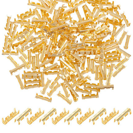 200Pcs U Shape Copper Ring Terminals, Brass Crimp Terminals Connector Open Barrel Crimp Terminal Non-Insulated Cable Wire Spade Electric Butt Connector for Electricity Automotive