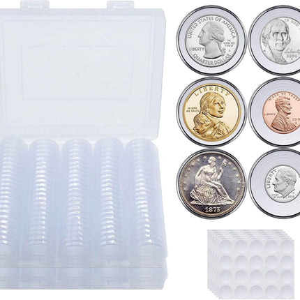 240 Pcs 30Mm Coin Capsules Coin Holders for Collectors, with Foam Gasket and Plastic Storage Organizer Box, 6 Sizes (17.9/19.1/21.2/24.3/26.5/30Mm) Coin Case for Coin Collection Supplies (White)