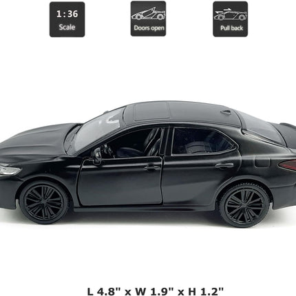 Camry XSE 2022 Model Car 1/36 Scale Diecast Toy Cars Metal Alloy Children’S Die-Cast Vehicles, Pull Back Doors Open, Black Rim, Collection for Men, Kids Toys for Boys Gifts, Cake Topper