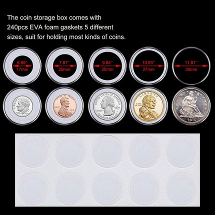 200 Pieces 30Mm Coin Capsules Coin Holders for Collectors, with Foam Gasket and Plastic Storage Organizer Box, 5 Sizes (17/20/25/27/30Mm) Coin Case for Coin Collection Supplies