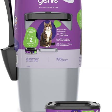 Standard Pail (Silver) | Cat Litter Box Waste Disposal System for Odor Control | Includes 1 Square Refill Bag