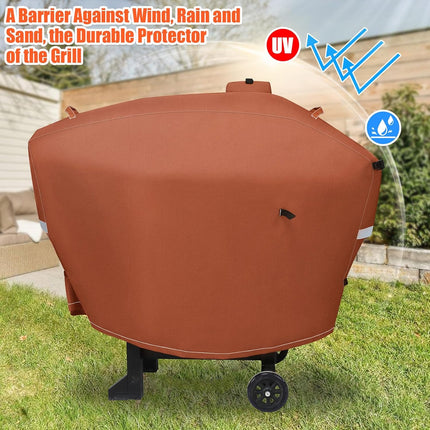Grill Cover for Camp Chef 24 Pellet Grills, Model DLX 24, Smokepro 24, Woodwind 24 Pro Pellet Grills, PG24, PG24LS, PG24S, PG24SE, PG24LTD, PG24XT, SG24, Smokepro DLX, Anti-Uv 600D, Brown