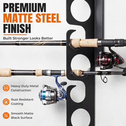 Fishing Rod Racks Wall or Ceiling Fishing Rod/Pole Rack Holder Storage Hook Holds Fishing Rods Wall Mounted for Garage Cabin and Basement