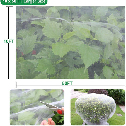 10 X 50 FT Garden Mesh Netting, Ultra Fine Plant Netting Covers, Garden Netting for Raised Beds Vegetables, Fruit Tree Netting for Blueberry Bushes Barrier Screen Protection Net Cover