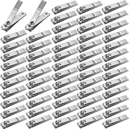 60 Pcs Stainless Steel Nail Clippers Toenail Clippers Bulk for Men Women Seniors, Toe Nail Clipper Pack Fingernail Clipper Bulk for Home, Travel, Homeless, Bulk Use (Medium Size, Silver)