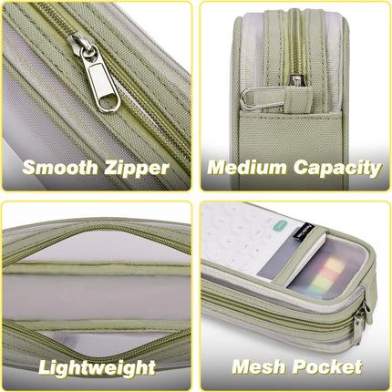 Grid Mesh Pencil Case, Large Compartment Pen Pouch with Zipper, Clear Portable Multifunction Pen Bag for School, Office, Girls Boys Teen, Transparent Makeup Travel Organizer (Yellow)