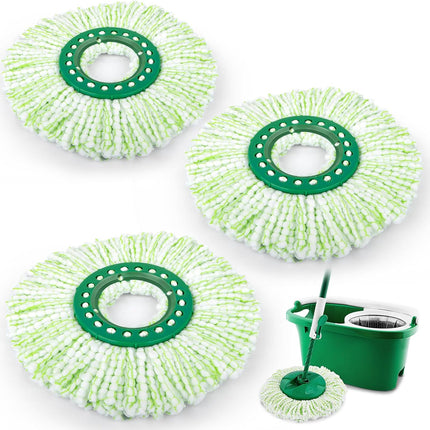 3 Pack Mop Head Replacement for Libman Tornado, Spin Mop Replacement Head ONLY Compatible with Libman, Easy to Replace, Machine Washable, Green and White (NOT for Old Version)
