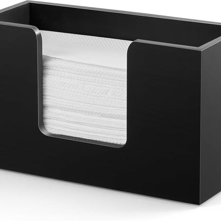 Wooden Paper Towel Dispenser Countertop, Bathroom Guest Towel Holder for Multifold C-Fold Z-Fold Trifold Hand Towels, Black Wood Napkin Holder for Kitchen, Vanity, Powder Room