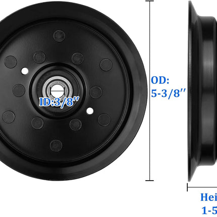 Flat Idler Pulley Compatible with Craftsman Husq a Riens Sears Pou LAN Riding Lawn Mower Tractor with 42" 46" 48" 54” Deck, Replace 197379, 196106