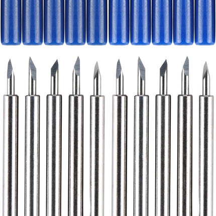 60 Degree Tungsten Steel Lettering Blade Vinyl Cutter Blades for Roland Cutting Plotter, Blue Cap Pack of 10