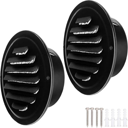 4 Inch round Air Vent Cover, Stainless Steel Soffit Vent Cover Louvered Grille Wall Vent with Built-In Fine Mesh for Garage, Apartment, RV (100Mm - 2PCS)