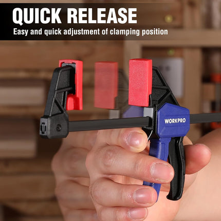 6" Mini Bar Clamps for Woodworking, One-Handed Clamp/Spreader, Wood Clamps Set, Screw Change F Clamps with 50LBS Load Limit, 4 Pack