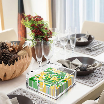 Cocktail Napkin Holder 5X5, Acrylic Cocktail Napkin Holder for Table, Clear Beverage Holder Square Rectangle for Dinner, Kitchen, Bathroom, Restaurant, Bar (Ultimate, 1 Pack)