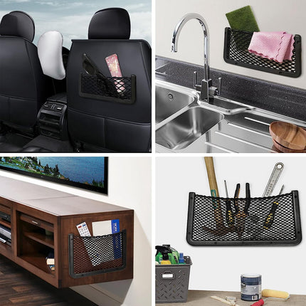 ABS Plastic Frame Automotive Cargo Nets Car Net Pocket Phone Car Mesh Net Holder RV Storage Boat Cargo Pocket Organizer Framed Mesh Net Pocket with Screws for Auto RV Net(2, 8 X 3.1 Inch)