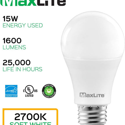 A19 LED Bulb, Enclosed Fixture Rated, 100W Equivalent, 1600 Lumens, Dimmable, E26 Medium Base, 2700K Soft White, 4-Pack