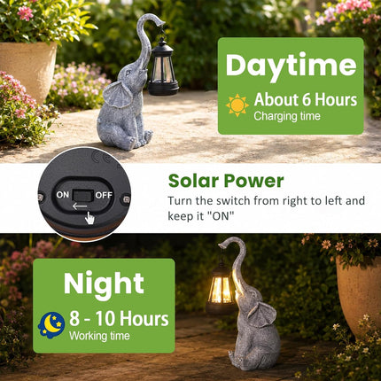 Elephant Statue for Garden Decor with Gift Appeal - Ideal Gifts for Women, Mom or Birthdays, Beautifully Crafted Outdoor & Home Decor to Wow Your Guests (11" Elephant)