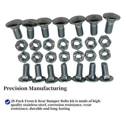 28-Pack Front & Rear Bumper Bolts Kit Stainless Cap for 1964-1972 Chevelle, Nova, Lemans, Cutlass,El Camino,Monte Carlo,Gto 4A00080-A