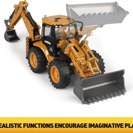 1/50 Scale Metal Diecast Backhoe Loader Toy, Metal Play Construction Vehicles Trucks Toy for Boys