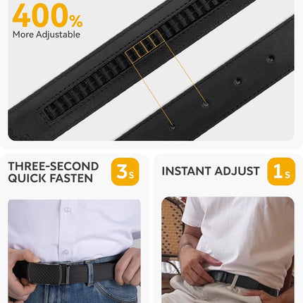 Mens Belt - Mens Ratchet Belt Leather 1 3/8" for Dress Pant - Micro Adjustable Belt Fit Everywhere