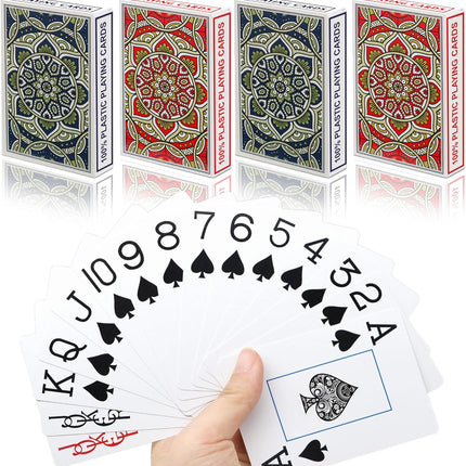 Plastic Waterproof Playing Cards 4 Pack Poker Card Jumbo Large Print Playing Cards for Adults Seniors Bulk Decks of Cards Set Poker Cards