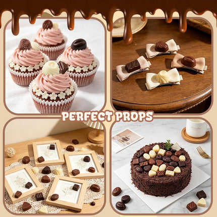 30 Pcs Fake Chocolate Artificial Food Realistic Mixed Color Chocolate Models Bulk Faux Dessert