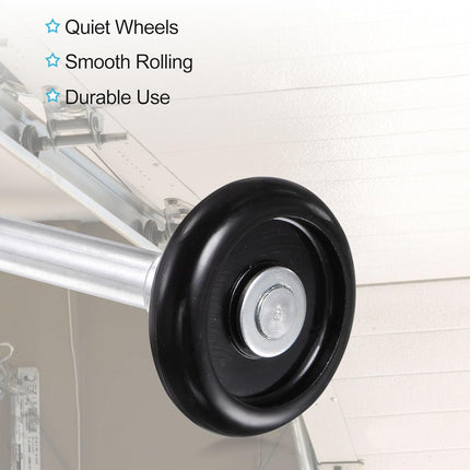 2Pcs 1.8" Nylon Garage Door Rollers for 2" Garage Track, 4.25" Stem Standard Rollers, Black