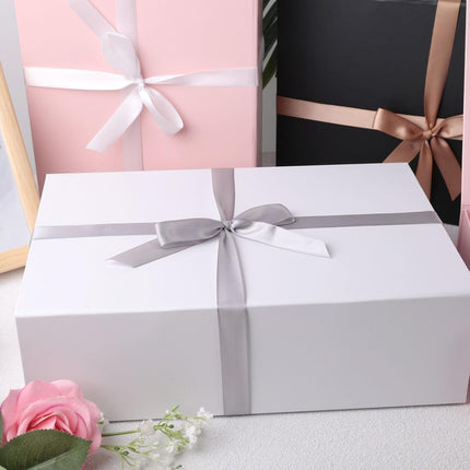 White Gift Box, 13X9X4 Inch Gift Boxes with Lids for Presents, Bridesmaid Proposal, Wedding, Birthday, Anniversary