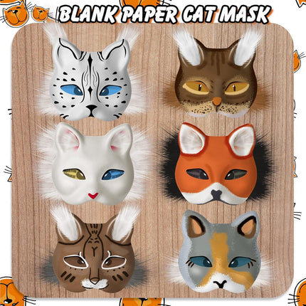 36 Pcs DIY Therian Mask Kit Bulk 30 Blank Animal Mask with Faux Fur Eye Mesh for Christmas Gear Therian