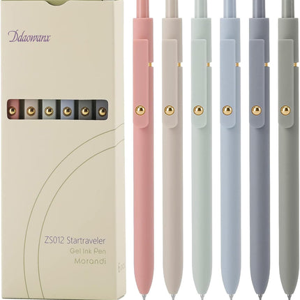 Gel Pens, 6 Pcs 0.5Mm Quick Dry Black Ink Pens Fine Point Smooth Writing Pens, Cute Office School Supplies Gifts for Women