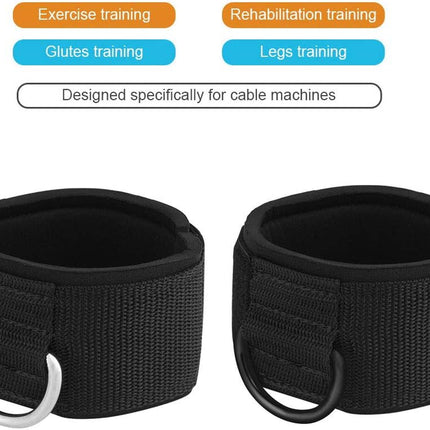 Ankle Wrist Cuffs Neoprene Padded Straps D-Ring Glute Kickback for Cable Machines Legs Exercise Adjustable Fitness