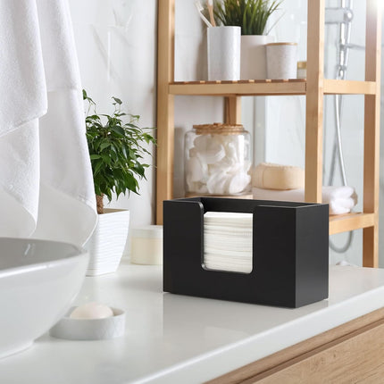 Wooden Paper Towel Dispenser Countertop, Bathroom Guest Towel Holder for Multifold C-Fold Z-Fold Trifold Hand Towels, Black Wood Napkin Holder for Kitchen, Vanity, Powder Room