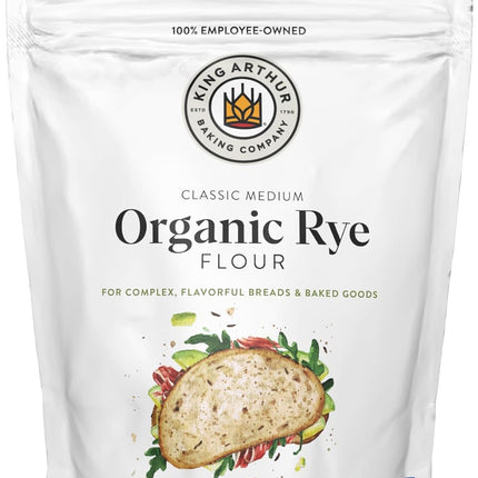 King Arthur Organic Medium Rye Flour - 3 Lbs for Complex Flavorful Breads & Baked Goods - 100% US Grown & Milled - Non-Gmo Project Verified - Robust Flavor for Rye Bread, Cookies & More