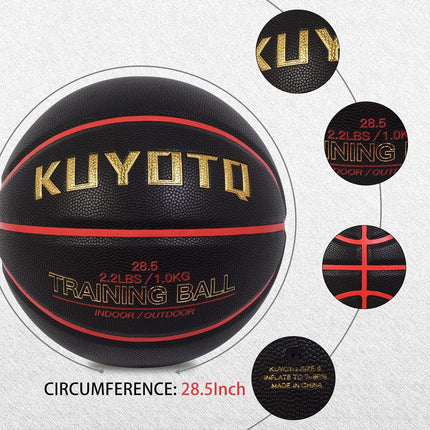 2.2LBS Weighted Heavy Size 6 28.5" Basketball Training Equipment Basketball PU Leather Indoor Outdoor for Women Youth Improving Ball Handling Dribbling Passing Skill (Deflated)