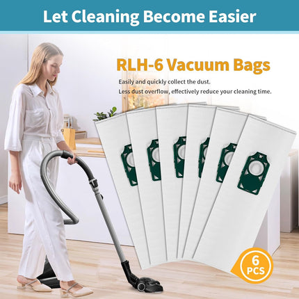 6 Pack Replacement HEPA RLH-6 Vacuum Bags for Riccar Supralite R10S R10D R10O R10SAND Simplicity Freedom R10S R10D S10P S10SAND Upright Vacuums Cleaner