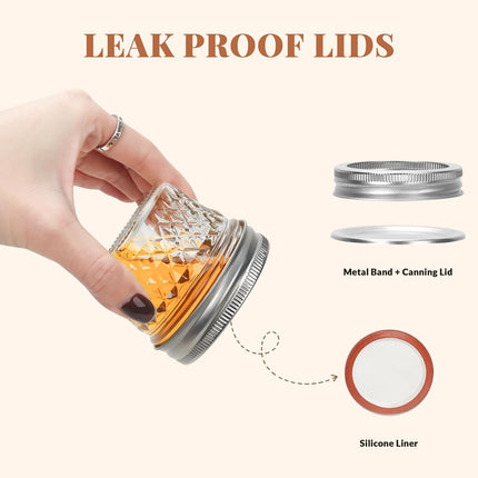 40 Pcs 4Oz Clear Glass Mini Mason Jars with Silver Separable Lids and Diamond Appearance, Small Spice Canning Jars for Honey, Jam, Jelly, Wedding Favors, Kitchen Food Storage
