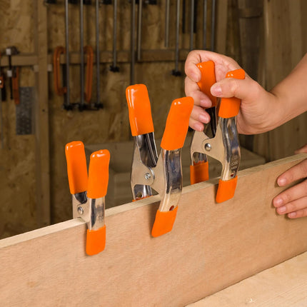 6-Inch, 4-Inch Heavy Duty Metal Spring Clamps Set, 2-Inch, 1-Inch Jaw Opening, with Protective Handles and Tips, 10-Piece