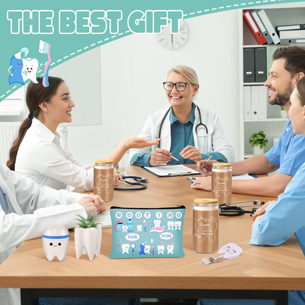 6 Pcs Nurse Week Appreciation Gifts Dentist Hygienist Gifts 16 Oz Glass Cups with Lid Makeup Bag Socks Badge Holder Tooth Brush Pot for Women Doctor Nurse Appreciation Accessories(Blue)