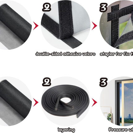 OVISEEN Insect Mesh, Fiberglass Window Screen Mesh 47 X 98 Inches Fly Screen Adjustable Mesh Replacement, Flies Mosquitoes Bugs Net for Windows Doors Patio (Black)