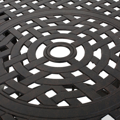 Outdoor Cast Aluminum Circular Dining Table, Bronze