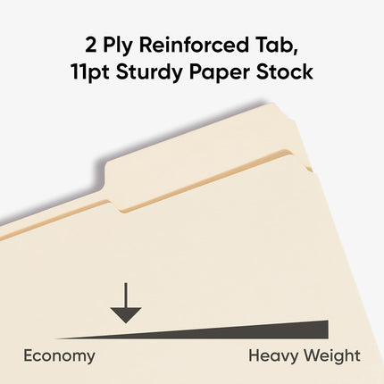 File Folders Letter Size, Reinforced 1/3-Cut Tab, Assorted Positions, Letter Size, Manila Folders 8.5 X 11, 100 per Box (10334)