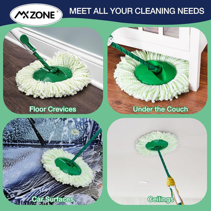 3 Pack Mop Head Replacement for Libman Tornado, Spin Mop Replacement Head ONLY Compatible with Libman, Easy to Replace, Machine Washable, Green and White (NOT for Old Version)