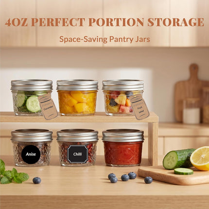 40 Pcs 4Oz Clear Glass Mini Mason Jars with Silver Separable Lids and Diamond Appearance, Small Spice Canning Jars for Honey, Jam, Jelly, Wedding Favors, Kitchen Food Storage