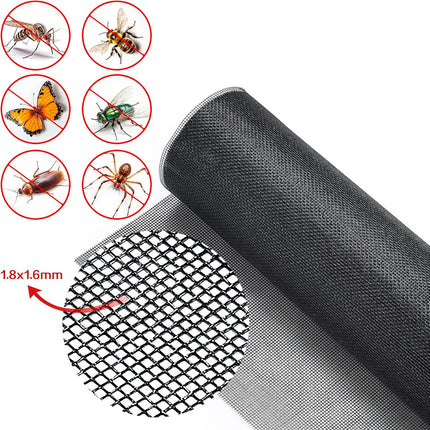 OVISEEN Insect Mesh, Fiberglass Window Screen Mesh 47 X 98 Inches Fly Screen Adjustable Mesh Replacement, Flies Mosquitoes Bugs Net for Windows Doors Patio (Black)