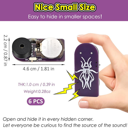 6 Pcs Cricket Noise Maker Prank, Annoyatron Cricket Chirping Pranks Stuff Kit Gifts for Adults, the Annoying Neighbors Present, 16 Sounds Beeping Hidden for Party, Office, Home, School, Car
