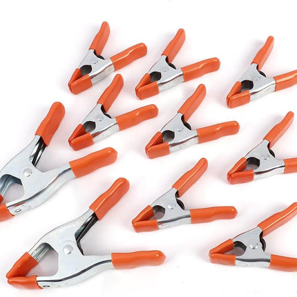 6-Inch, 4-Inch Heavy Duty Metal Spring Clamps Set, 2-Inch, 1-Inch Jaw Opening, with Protective Handles and Tips, 10-Piece