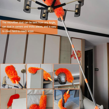 20+ Feet High Reach Dusting Kit with 3-14 Ft Extension Pole //2 in 1 Window Cleaning Kit // High Ceiling Duster // Cobweb Microfiber Duster // Outdoor & Indoor Extendable Duster Cleaning Kit