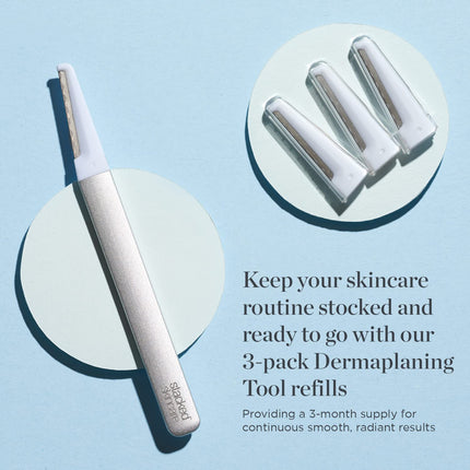 Dermaplaning Replacement Blades - 3 Pack Face Razor Refills for Women, Peach Fuzz Remover and Exfoliating Tool, Fits  Dermaplane Tool