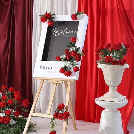 40PCS Red Roses Artificial Flowers - Long Stem Fake Roses Bouquet Silk Red Flowers Artificial Rose for Wedding Centerpiece Home Decor & Valentines Floral Arrangement